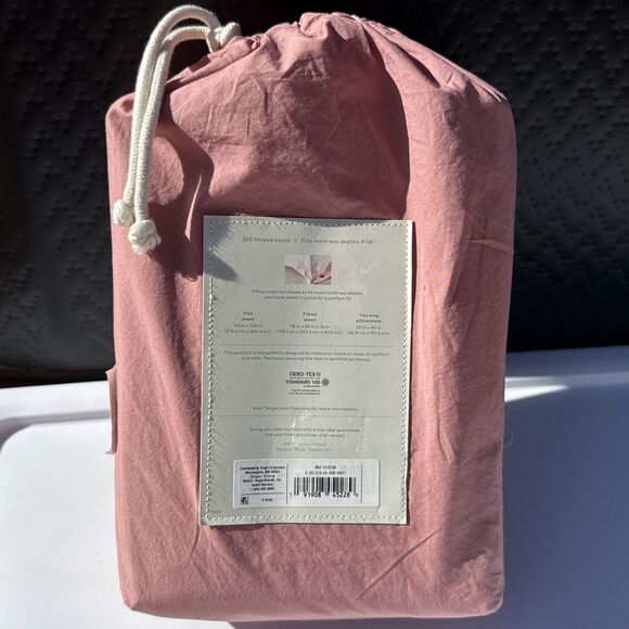 New Casaluna Supima Percale Sheet Set King Size 4 Piece Set Rose - Picture 2 of 4